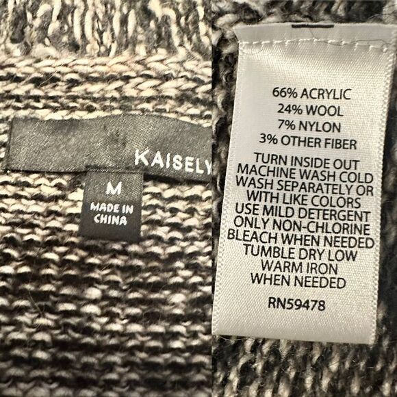 Anthropologie Kaisely Midi Chunky Wool Blend Open Cardigan Sweater Gray Size M - Picture 10 of 12